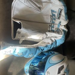 Matching women’s ikon Motorcycle Jacket And Helmet 