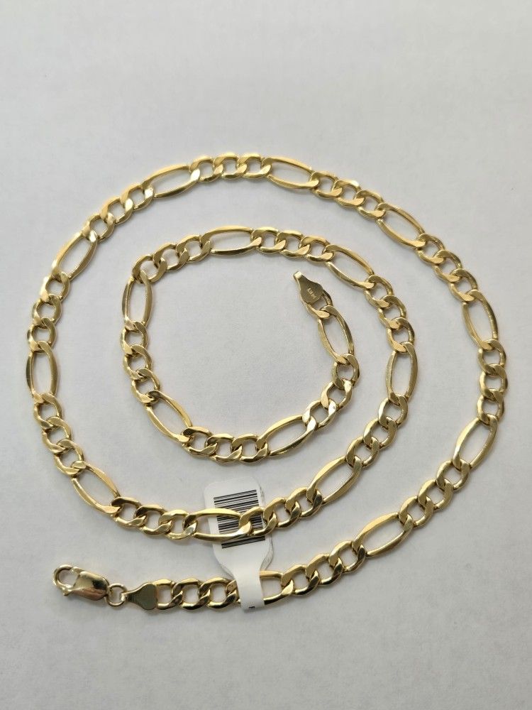 14kt Gold Hollow Figaro Chain 24"