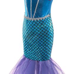 Princess Little Mermaid Costume Ariel Dress - Size: XL 5-7 Years Old