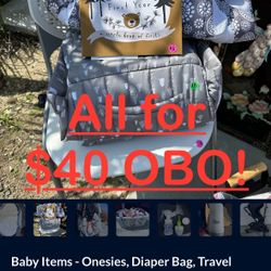 Baby Items - Onesies, Diaper Bag, Bassinet Travel Sleeper, Medela Breast Pump, Dr. Brown’s , Graco Modes Stroller