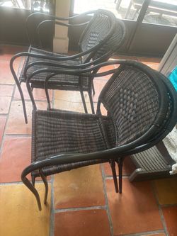 Brown Wicker Patio Chairs Set of 4