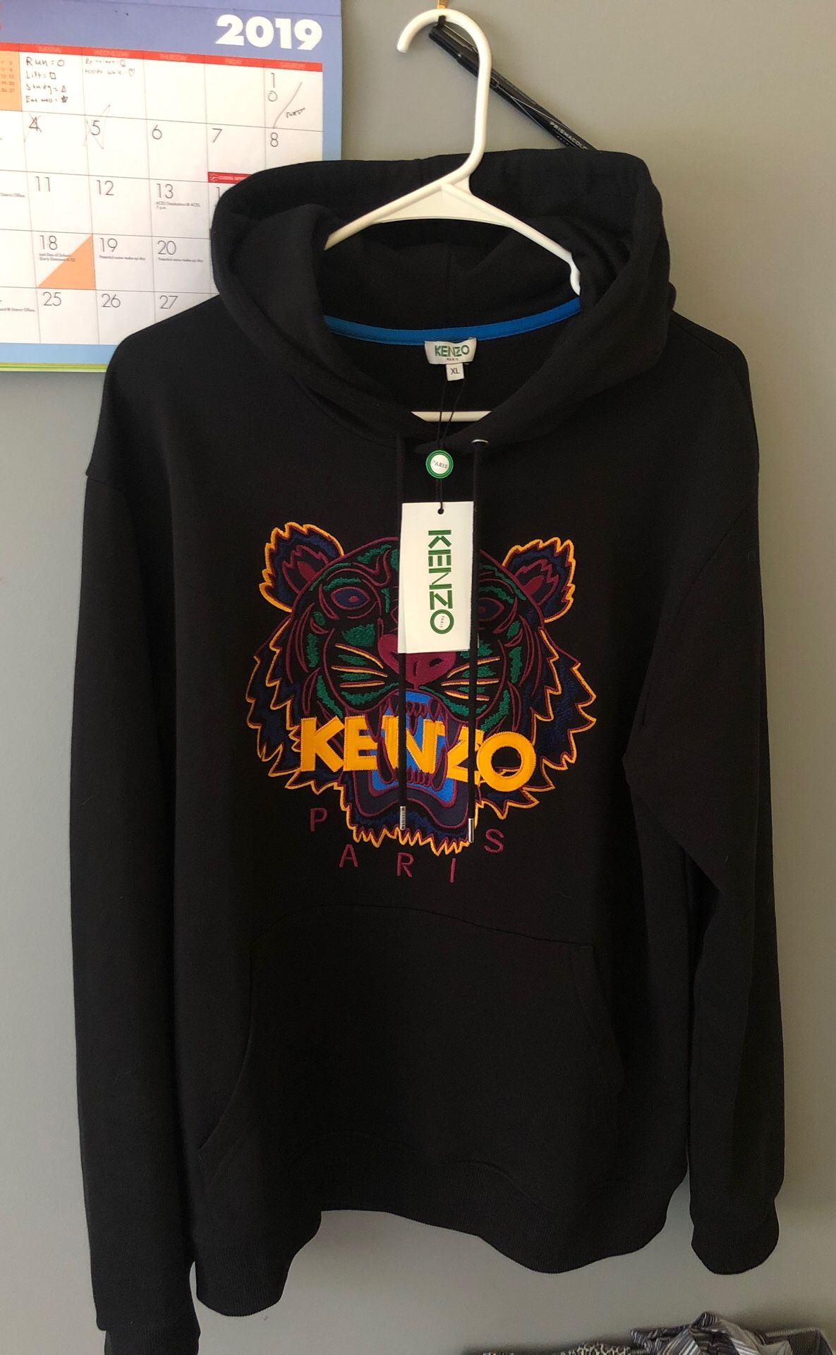KENZO men's black hoodie size XL brand new