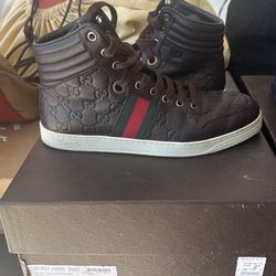 Gucci High Top Sneakers – Brown GG Leather – Size Size 6.5 Gucci (runs large, fits like men’s 7.5–8)
