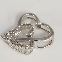 Beautiful 10k White Gold Diamond Open Heart Pendant