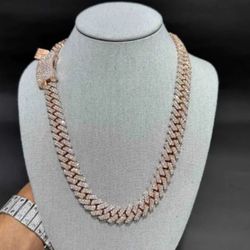 14mm 250 Grms Miami Cuban Chain Iced Out Chain Ready to Ship 10k Rose Gold Vvs Lab Grown Diamond Chain 