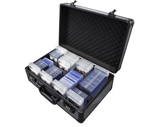 Large Graded Card Storage Box 4-Row with Combo Lock - Sports Trading Cards Case for 150+ Slabs, 540+Toploaders or 1500+ Loose Cards