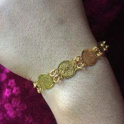 Gold Plated Bracelet Bangle Jewelry 7” Long 