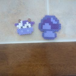 Purple Cow And Mushroom Perler 