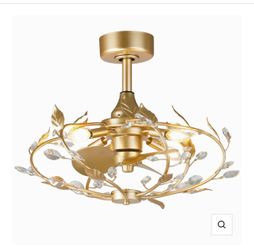 24 Inch Alexia Golden Crystal Ornament Fandelier with Remote Control