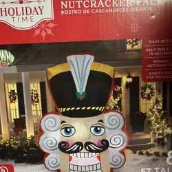 8 Foot Giant Nutcracker Face Blowup Inflatable Christmas Holiday Decor Light Up