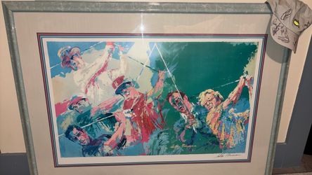 Vintage open edition hand signed LeRoy Neiman Framed Golf Print Signed