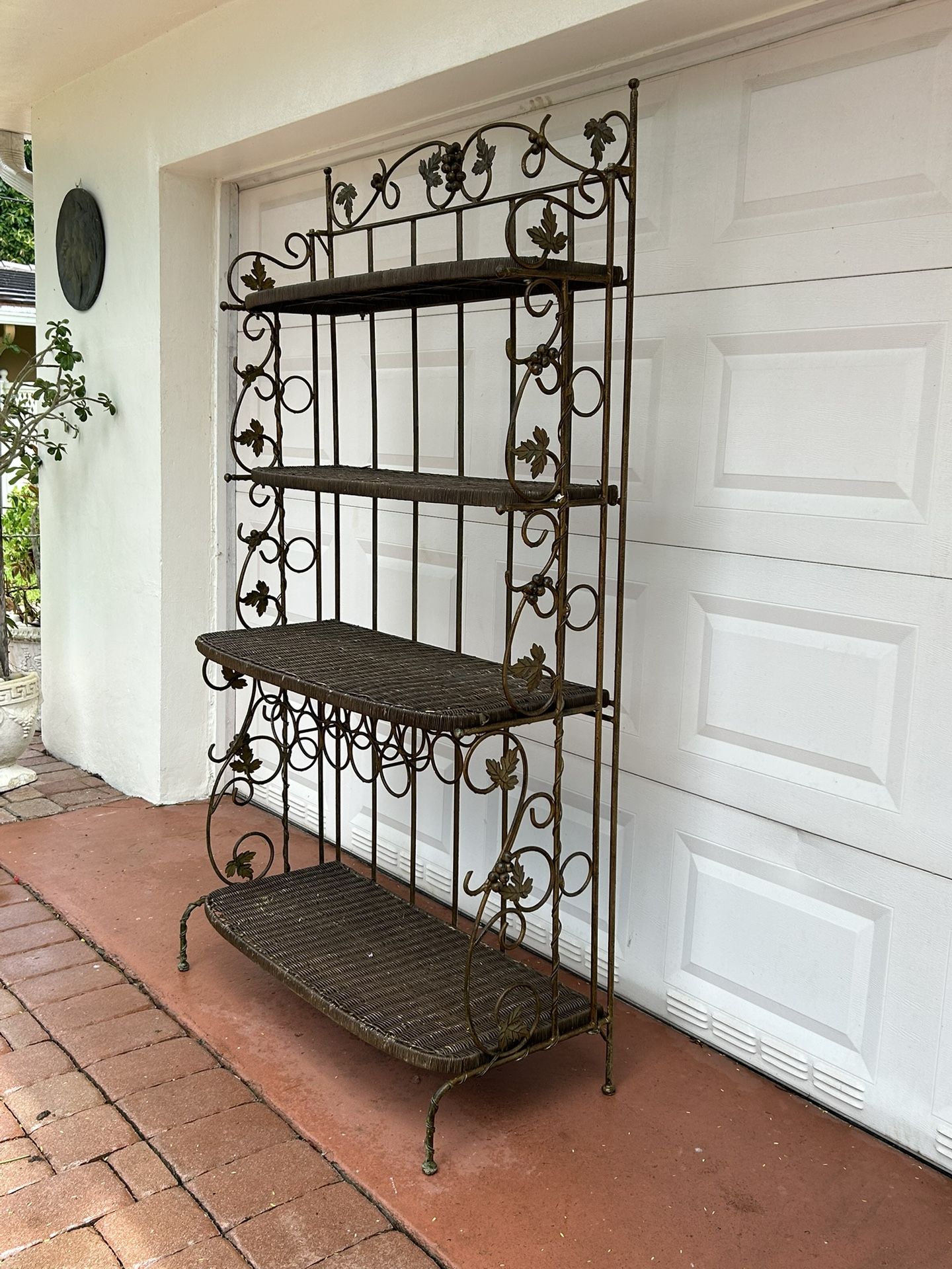 Wrought Iron Bakers Rack Victorian Grapes And Leaf motif 5 Shelves