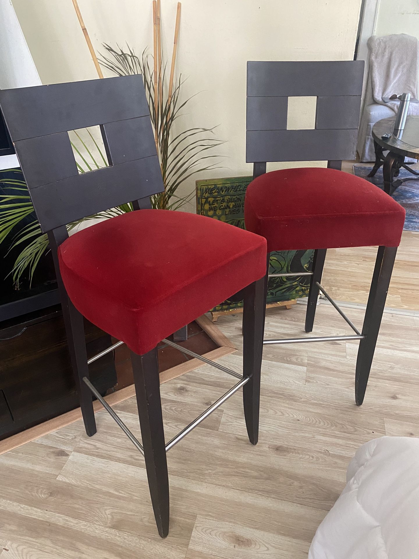 Red Velvet Bar Stools