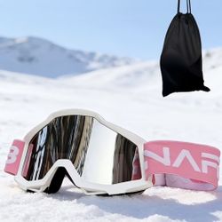 Brand New Pink White Outdoor Goggles | Dustproof and Windproof, -resistant Lenses, Multiple Lens Options, Includes Dedicated Storage Bag, Suit