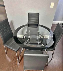 Round Glass Dining Table with 4 Chairs