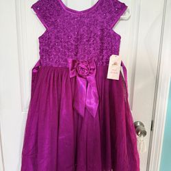 New dress in a fuchsia or plum  a tulle skirt Size 10 Girl