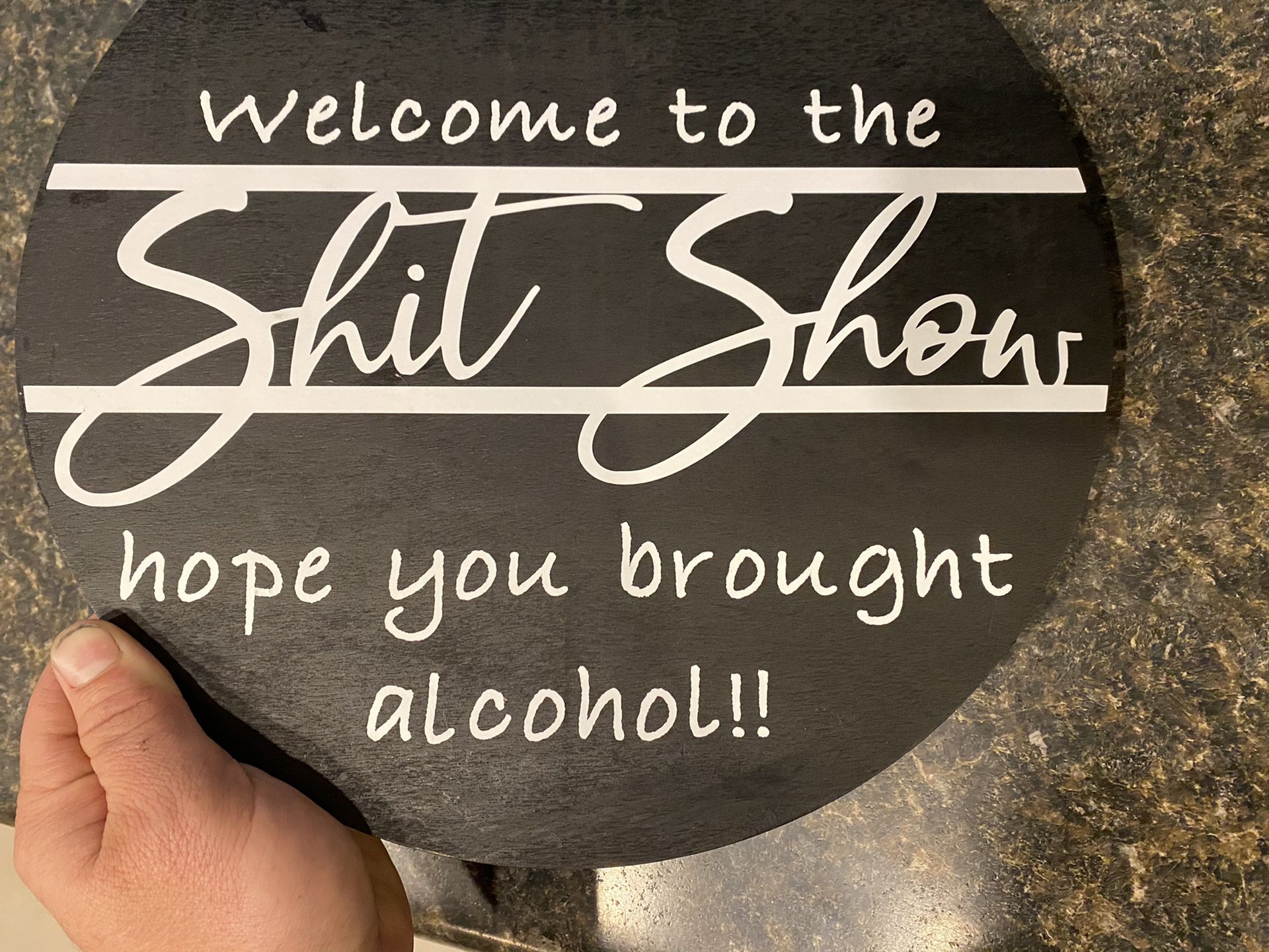 Welcome to the shit show hope you brought alcohol wooden sign w/ or /without decorations. Door decor