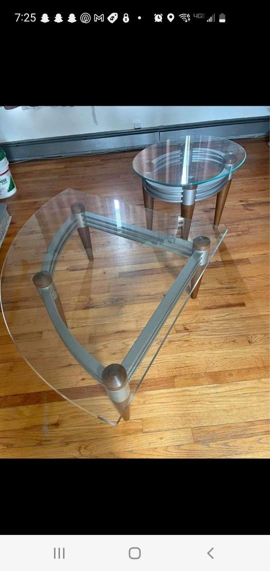 Glass Coffee Table & Side Glass Table Triangle coffee table