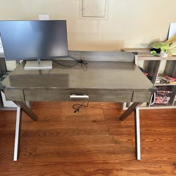 BOWERY HILL Computer Desk in Smoke Gray and Brushed Nickel