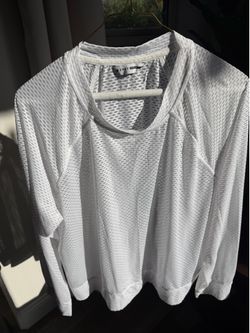 DKNY White Long-Sleeve Mesh Pullover size XL
