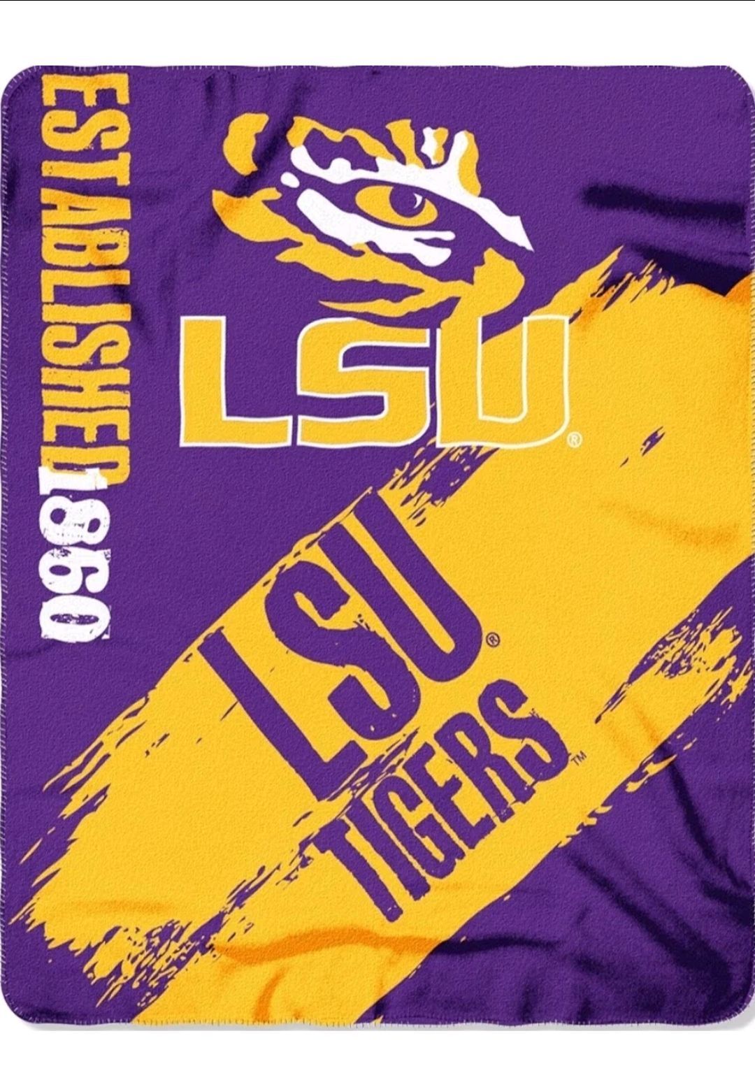 Brand New Northwest NCAA LSU Tigers Fleece Throw Blanket approx. 50" x 60"