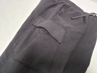 Fleece Cargo Sweat Pants Mens Size Small Black Jogger