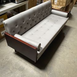 Faux Leather Couch Modern 72" Sofa Couch with 2 Bolster Pillows Mid Century Modern Upholstered Loveseat Sofa Couchs for Living Room Apartment Office (