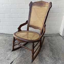 Antique Cane and Wooden rocking chair
