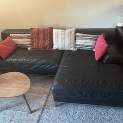 Ikea Kramfors (discontinued) L-shaped black leather couch