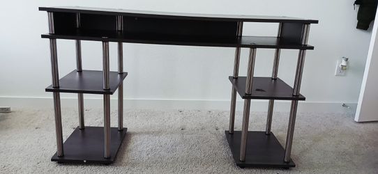 Compact Home Office Desk with Side Shelves