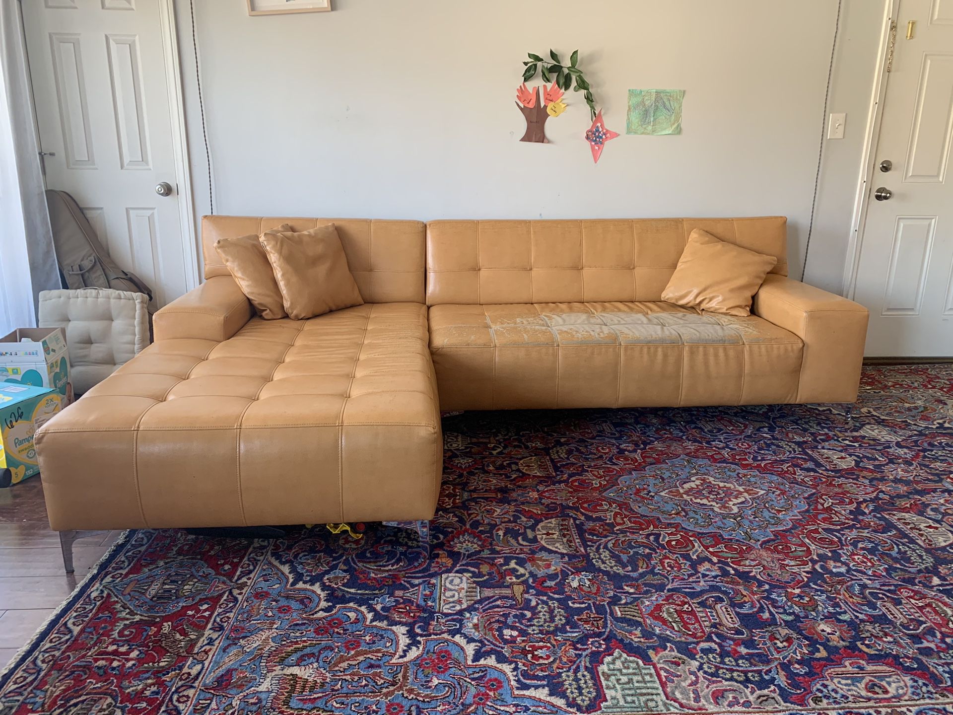 Faux Leather sectional couch