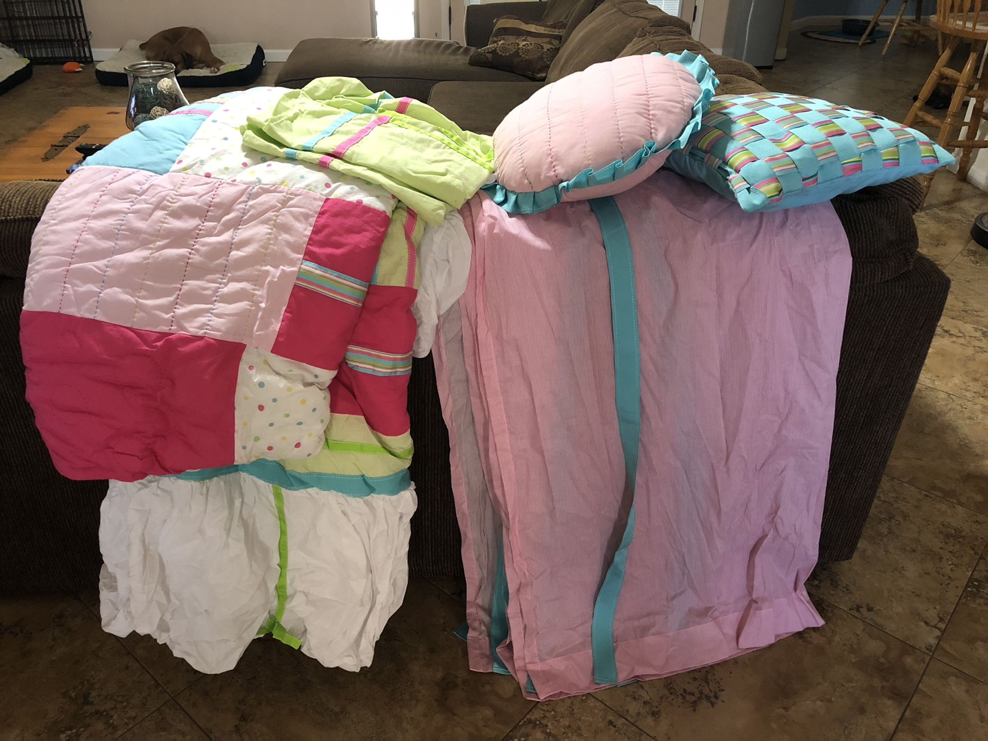 Patchwork bedding & curtains