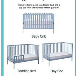 Suite Bebe Palmer Island 3-in-1 Convertible Crib and Toddler Guard Rail Bundle, Baby Blue