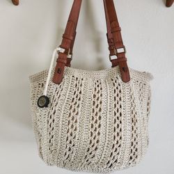 The Sak crochet Handbag Woven Beach Bucket Bag Style
