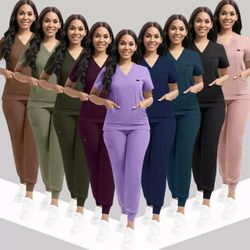 New Medical Scrubs Set V-neck And Jogger Pants