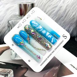 Handmade Blue and White Press-on Nails