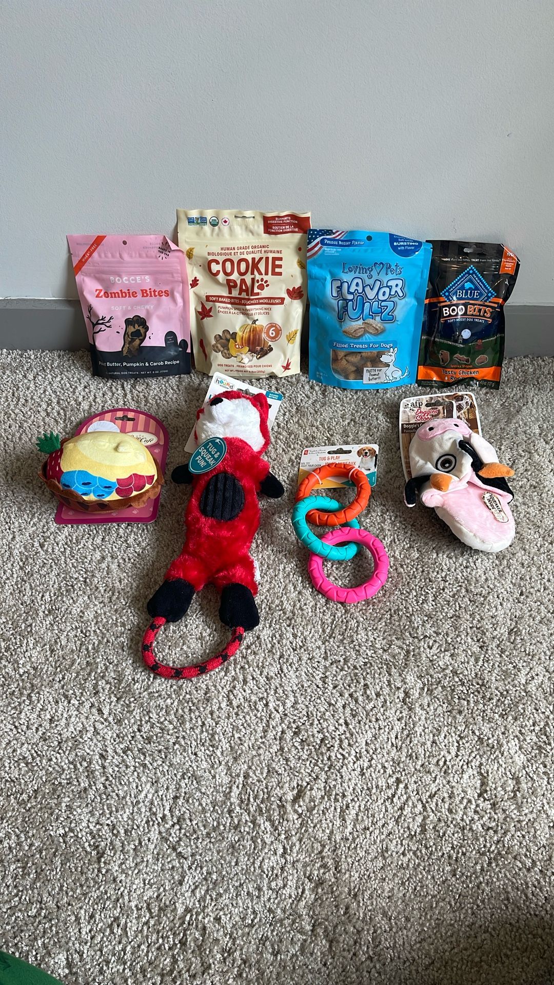New Dog Bundle: 4 Dog Treats & 4 Toys ($80 Value)