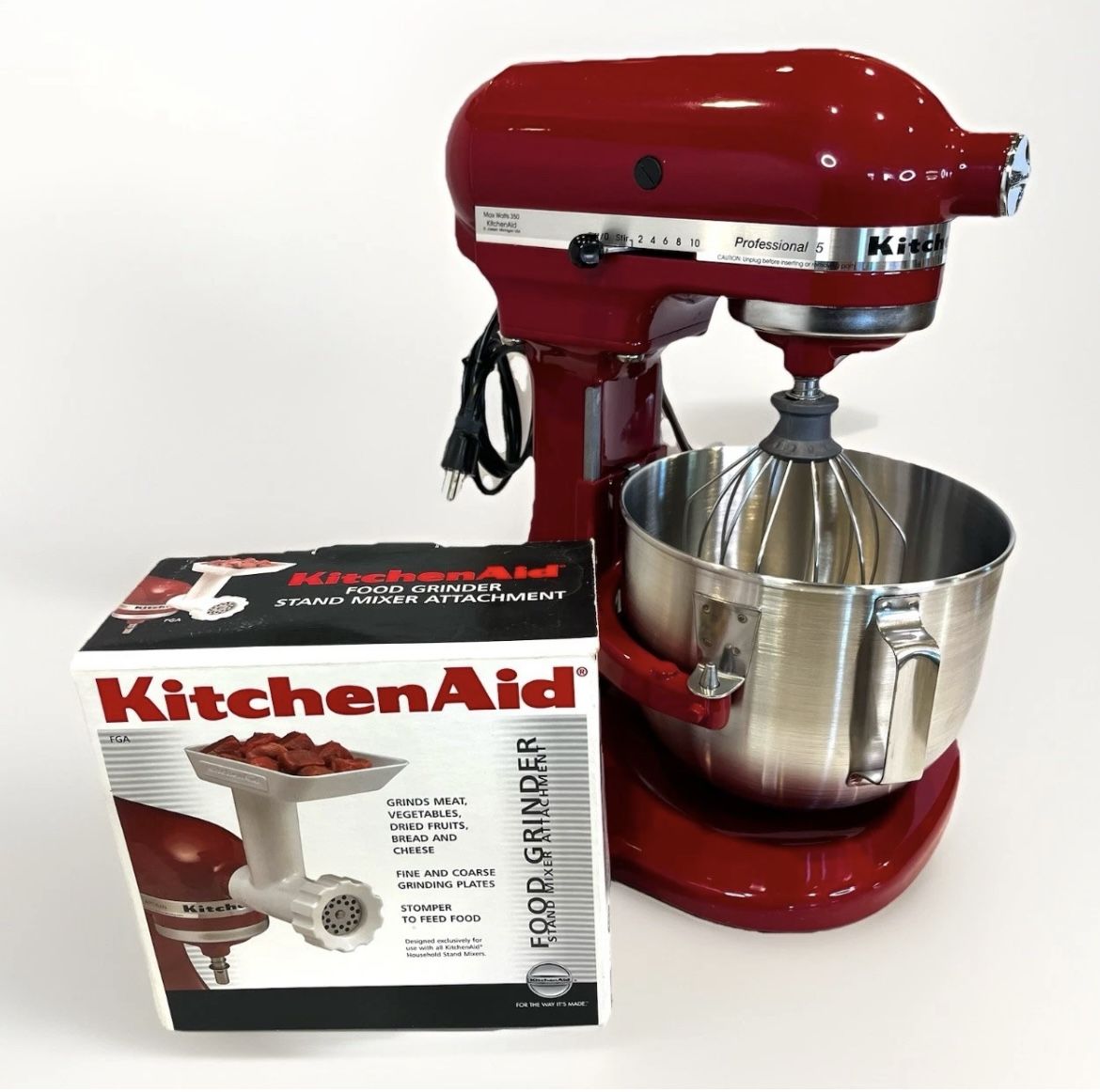 KitchenAid Pro-5 Stand Mixer + Bowl, Whisk & Grinder – Works Perfectly