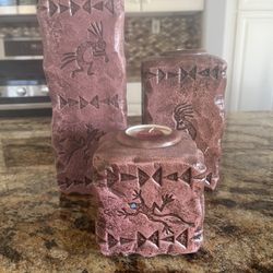 Set Of 3 Native American Candle Holders