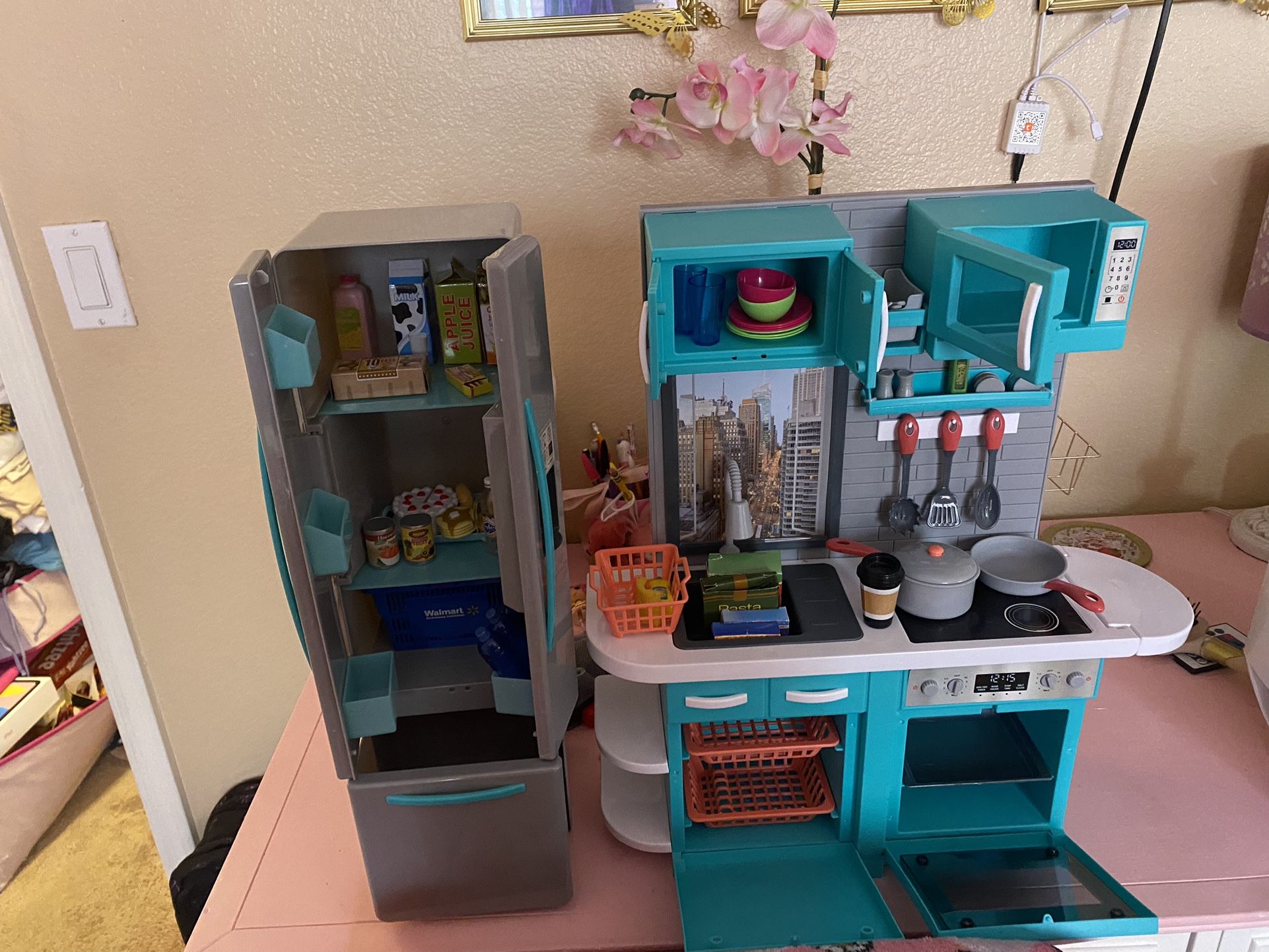 My Life As Full Kitchen Playset with Light & Sound for 18” Doll, Turquoise