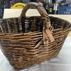Large Vintage Split Oak Gathering Basket - Primitive Farmhouse Decor