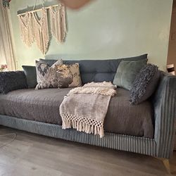 Teal Upholstered ✨Sofa + Serta XL Twin Mattress – $270  ✨