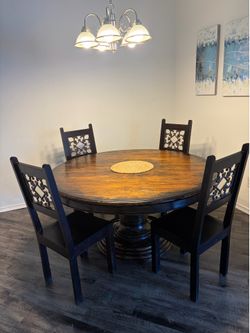 Luxury Solid Wood Dinning room table w/ iron wood chairs