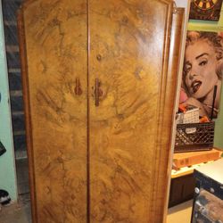Pair Art Deco 1920s Closets Armoirs Burled Walnut Wood