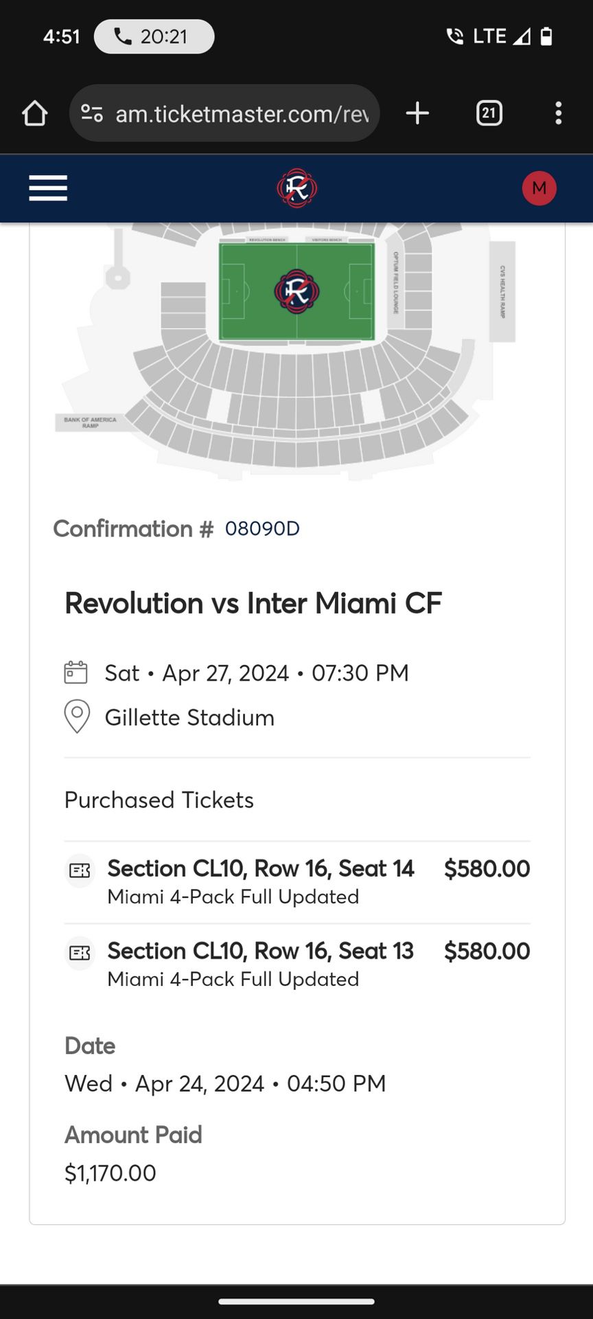 Revolution vs. Inter Miami CF Discount Club Tickets!!!