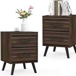 2 drawer brown nightstands, 2pc