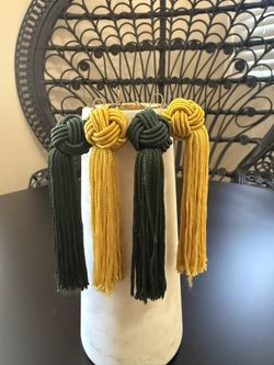 Green And Yellow Fringe Earrings 
