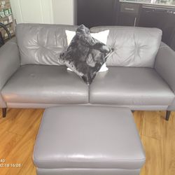 Leather Sofa And Ottoman
