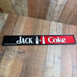 Share Jack & Coke Beer Bar Mat Runner Drink Coaster 23.5”x3.5” Man Cave Black And Red