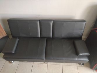 Advait Twin 65.35" Faux Leather Split Back Convertible Sofa By Zipcode Design